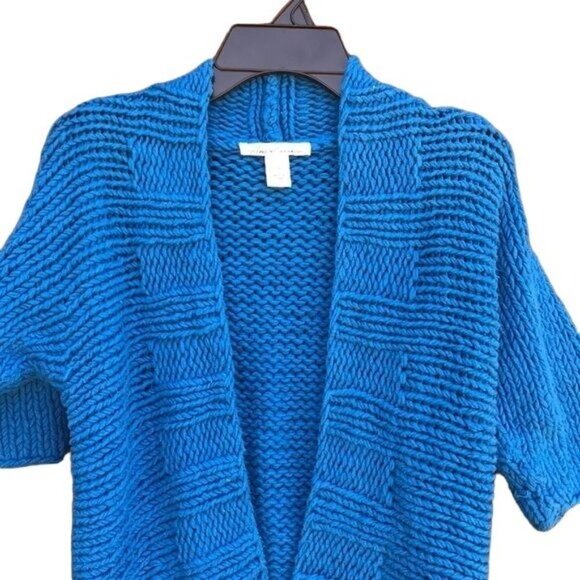 Kenneth Cole New York Blue Chunky Knit Sweater Cardigan Size S - Picture 4 of 11